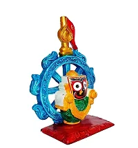 UNIQUE HANDICRAFT Idol of Lord Sri Jagannath Nilachakra Design Marble Murti Your Home tempel deshboard of car Office Festive Gifts (6 x 4) inch. Multicolour-thumb1