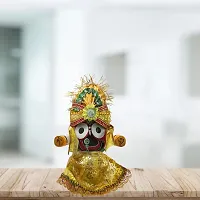 RealCraft; INSPIRING LIFES Wooden Idol of Lord Jagannath,Balaram and Subhadra | Hindu God Made of Pure Neem Wood with Poshak Dress Mukut | Singhara Vesa | 6 inch,Multicolour-thumb3