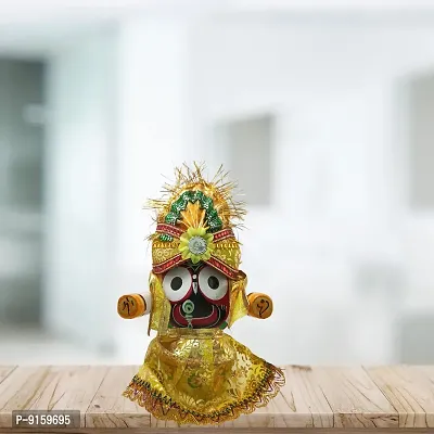 RealCraft; INSPIRING LIFES Wooden Idol of Lord Jagannath,Balaram and Subhadra | Hindu God Made of Pure Neem Wood with Poshak Dress Mukut | Singhara Vesa | 6 inch,Multicolour-thumb4