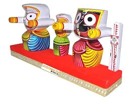 RealCraft; INSPIRING LIFES Lord Shree jagannath,Balabhadra,maa Subhadra and Sudarshan in Wooden Stand 6 Inch Idol Set,(Wood, Multicolor)-thumb1