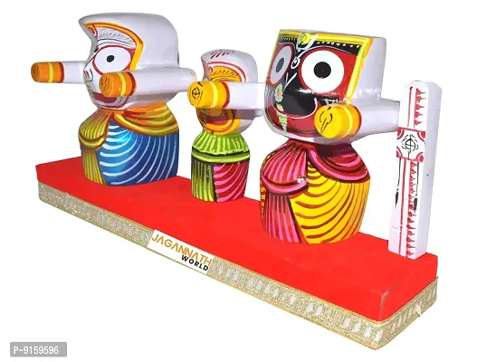 RealCraft; INSPIRING LIFES Lord Shree jagannath,Balabhadra,maa Subhadra and Sudarshan in Wooden Stand 6 Inch Idol Set,(Wood, Multicolor)-thumb2