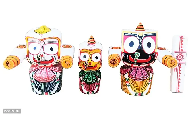 RealCraft; INSPIRING LIFES Lord Jagannath,Balaram,Subhadra Wooden Idol for Puja Living Room,Office,Realigious Places,Gifting, 6-Inch