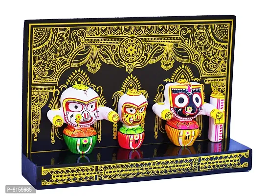 RealCraft; INSPIRING LIFES Ceramic Lord Jagannath, Subhadra, Balabhadra, Sudarshana in Singhasana Decorative Showpiece - 23 cm (Ceramic, Multicolor)-thumb2