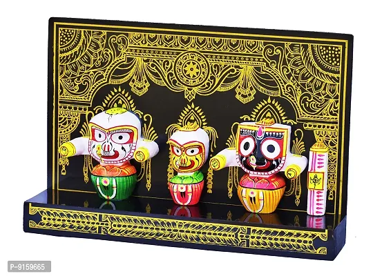 RealCraft; INSPIRING LIFES Ceramic Lord Jagannath, Subhadra, Balabhadra, Sudarshana in Singhasana Decorative Showpiece - 23 cm (Ceramic, Multicolor)-thumb4