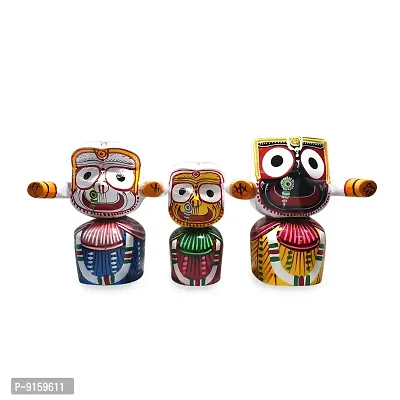 NIGAMASUDHA- Odisha Handicraft Lord Jagannath; Balaram and Subhadra Wooden Idol for Decor; 6-Inch;-thumb0