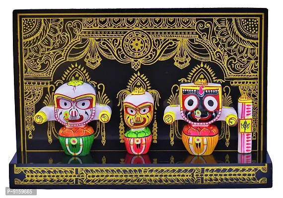 RealCraft; INSPIRING LIFES Ceramic Lord Jagannath, Subhadra, Balabhadra, Sudarshana in Singhasana Decorative Showpiece - 23 cm (Ceramic, Multicolor)-thumb0