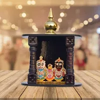 RealCraft; INSPIRING LIFES Lord Jagannath, Balabhadra, Subhadra Metal Statue Inside Temple for Car Dashboard 9x12x4.5-thumb1