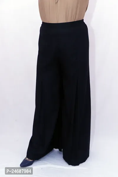 Stunning Black Rayon Solid Palazzo For Women