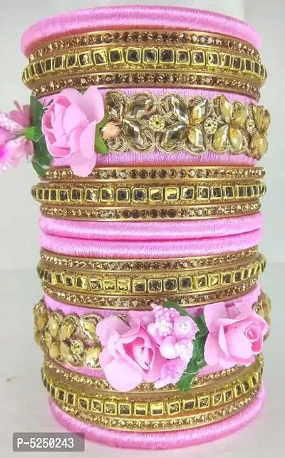 Trendy Plastic Flower Bangles set of 18