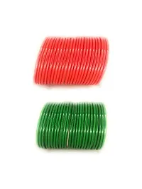 Plain Glass bangles Combo of 24 Red  24 Green Bangles for Women and Girls-thumb1