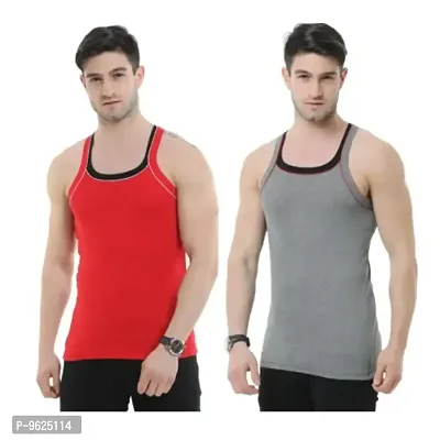 Multicoloured Cotton Gym Vest For Men-thumb0