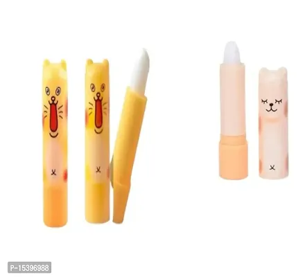 New Cute Cartoon Lip Balm Helps in Moisturizing and Hydrating Lips pack of two (Orange,Peach)