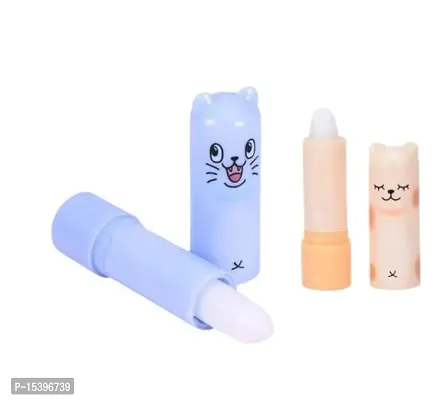 New Cute Cartoon Lip Balm Helps in Moisturizing and Hydrating Lips pack of two (Blue,Peach)