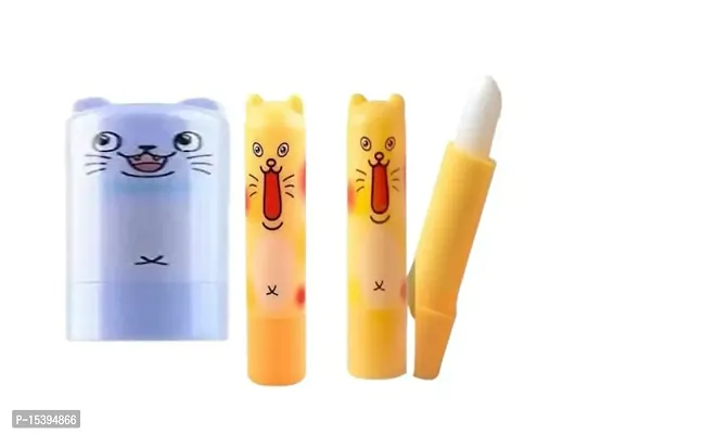 New Cute Cartoon Lip Balm Helps in Moisturizing and Hydrating Lips pack of two (DarkBlue,Orange)