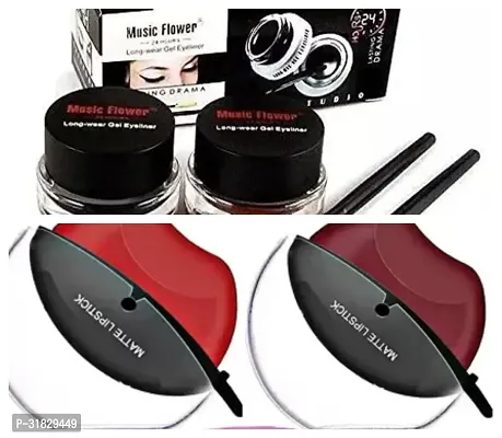 Long-Lasting Gel Eyeliner With Apple Lipstick Pack Of 2