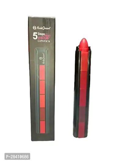 Hudaqueen 5 In 1 Steps Red Edition Matte Lipstick-thumb0