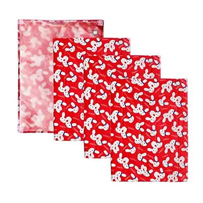 PIKIPOO New Born Baby Bed Protector Waterproof Changing Mat Plastic Sheets Baby Changer Sheet Cotton Foam Sleeping Mat 0-9 Months,Pack of 4 (Red)