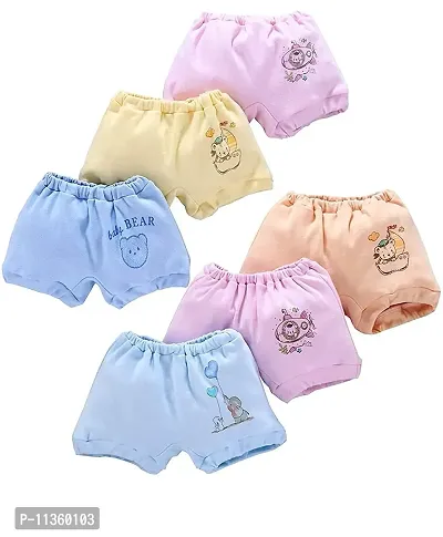 PIKIPOO Cotton Printed Baby Drawer Bloomers Kids Panty Brif Toddler Inner wear Pack of 6 . (3-6 Months, Multi) Multicolour-thumb0