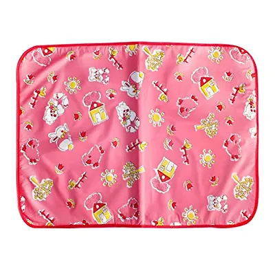 PIKIPOO New Born Baby Bed Protector Waterproof Multipurpose Changing Mat Plastic Sheets Baby Changer Sheet Cotton Foam Cushioned Sleeping Mat & Changing Mat Unisex, (90cmX59cm, Red)