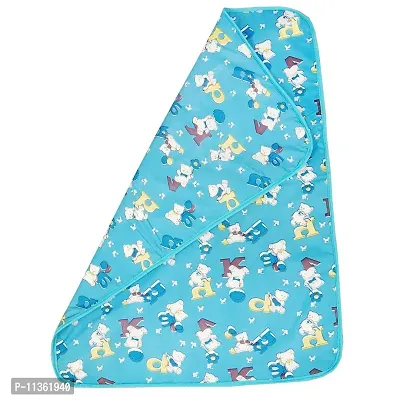 PIKIPOO New Born Baby Bed Protector Waterproof Multipurpose Changing Mat Plastic Sheets Baby Changer Sheet Cotton Foam Cushioned Sleeping Mat & Changing Mat Unisex, (59cmX45cm, Blue)-thumb2