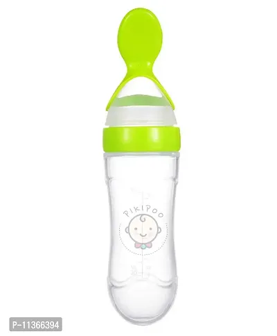 PIKIPOO 90ML Newborn Baby Feeding Bottle Toddler Safe Silicone Squeeze Feeding Spoon Milk Cereal Bottle Baby Training Feeder (Random Color/90 ml) (Green)-thumb5