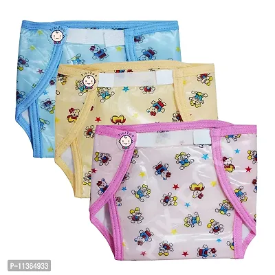 Presents Baby Kids Soft PVC (Plastic) Diaper Joker Padded Baby Nappy Panty Training Pants with Inner & Outer Soft Plastic Reusable & Waterproof Multi (9-12 Months, Multi)