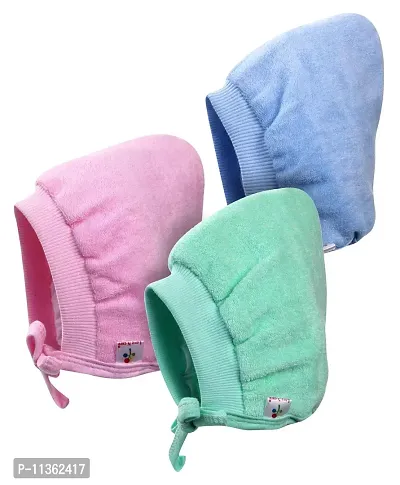 PIKIPOO Baby Fancy Winter Warm Fleece Cotton Cap Outside Flannel and Inside 100% Cotton Material Baby Woolen Cap Born Baby Hat Bonnet with Ear Flap Green