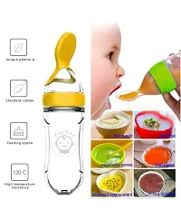 PIKIPOO 90ML Newborn Baby Feeding Bottle Toddler Safe Silicone Squeeze Feeding Spoon Milk Cereal Bottle Baby Training Feeder (Random Color/90 ml) (Green)-thumb1