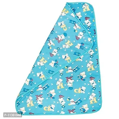 PIKIPOO New Born Baby Bed Protector Waterproof Multipurpose Changing Mat Plastic Sheets Baby Changer Sheet Cotton Foam Cushioned Sleeping Mat & Changing Mat Unisex, (59cmX45cm, Blue)-thumb3