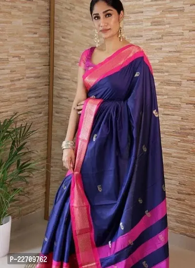 Stylish Fancy Designer Cotton Silk Saree With Blouse Piece For Women-thumb0