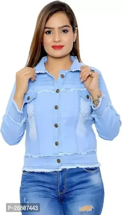 Stylish Solid Denim Blue Jackets For Women