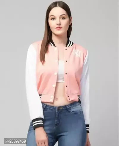 Stylish Colourblocked Fleece Pink Jackets For Women-thumb0
