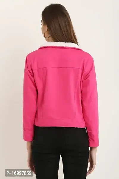 LAKHDATAR FASHION Women's Stylish Solid Long Sleeves Denim Fur Jacket For Women's  Girl's-thumb5