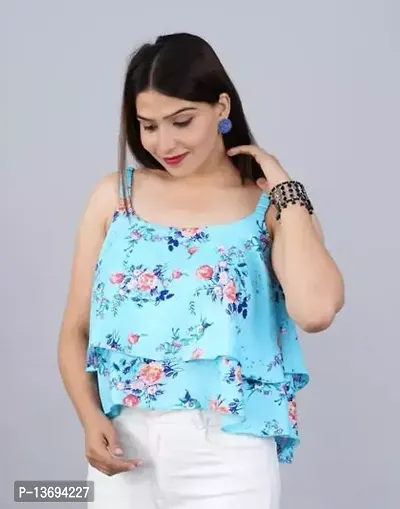 Women Floral Printed Shoulder Strip Top-thumb4