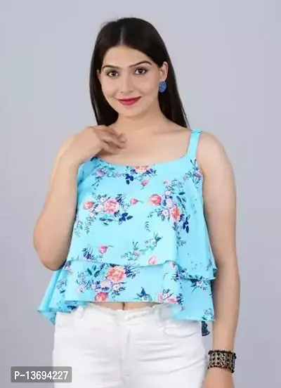 Women Floral Printed Shoulder Strip Top-thumb3