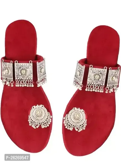 Elegant Red Velvet Solid Fashion Flats For Women