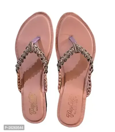 Elegant Peach Synthetic Solid Fashion Flats For Women