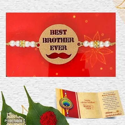 Bells Gifts Designer Rakhi For Brother with Greeting Card and Roli Chawal Combo Best Gift For Rakshabandhan and Bhai Dooj for Brother-thumb0