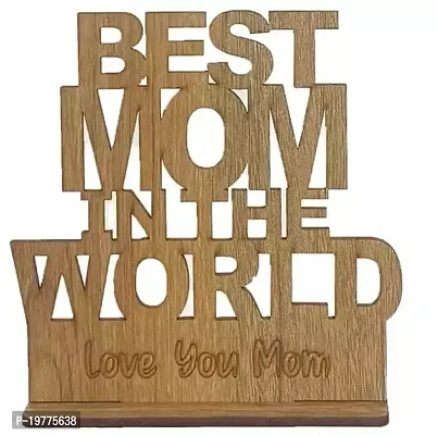 Bells Gifts Best Mom In the World Wooden Trophy Showpiece Best Gift for Mother on Birthday Good for Home and office Decor-thumb0