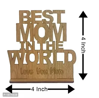 Bells Gifts Best Mom In the World Wooden Trophy Showpiece Best Gift for Mother on Birthday Good for Home and office Decor-thumb2