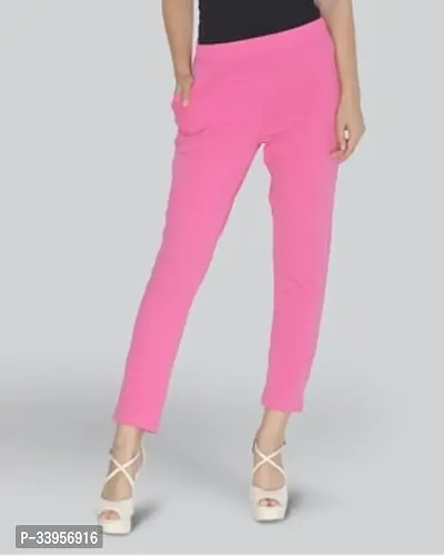 Fabulous Pink Cotton Lycra Solid Leggings For Women-thumb0