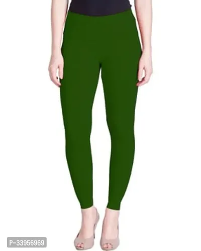 Fabulous Green Cotton Lycra Solid Leggings For Women-thumb0