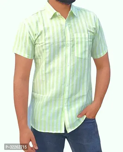 Stylish Green Khadi Cotton Casual Shirts For Men-thumb0