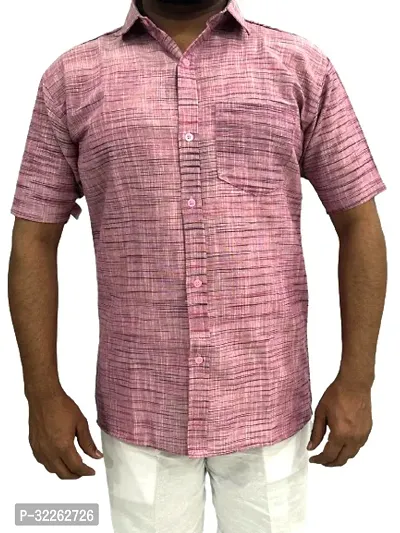 Stylish Pink Khadi Cotton Casual Shirts For Men-thumb0