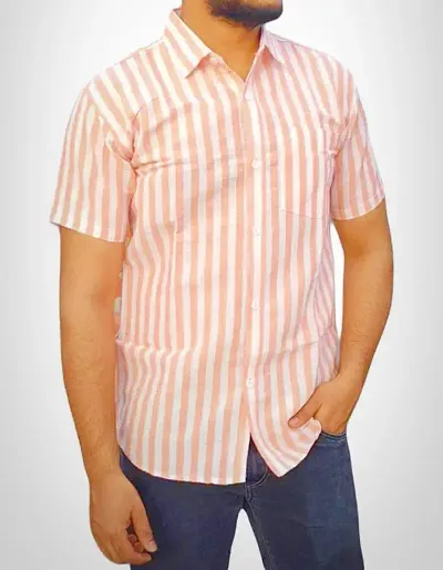 Reliable Khadi Striped Short Sleeves Casual Shirt For Men