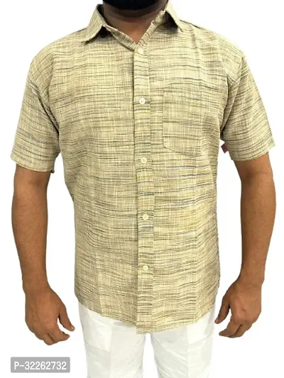 Stylish Green Khadi Cotton Casual Shirts For Men-thumb0