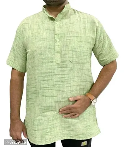 Reliable Green Khadi Cotton Solid Short Length Kurta For Men-thumb0