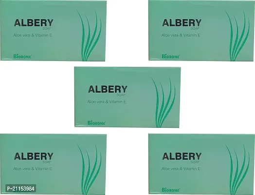 Rotex Biorome Albery Soap With Aloe Vera  Vitamin E Beauty Soap For Soft and Glowing Skin 75gm (pack of5)-thumb2