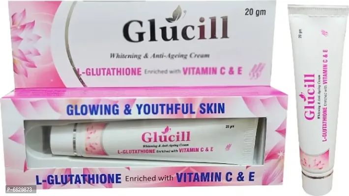 Will Impex Glucill Skin and Anti Ageing Cream I L- Glutathione enriched with Vitamin C and E for Glowing and Youthful Skin Lighten, Skin tone With UV Protection 20gm