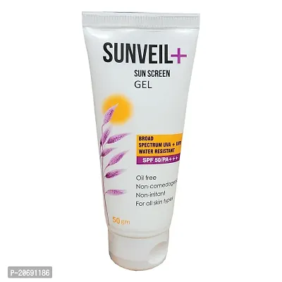 Will Impex Sunveil+ Sunscreen Gel Broad Spectrum UVA + UVB, Water Resistant SPF 50/PA +++,Oil Free, Non-irritant, Non-comedogenic foa all skin types 50gm